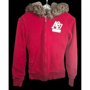 Vintage Y2K Aeropostale Hoodie Womens Faux Fur Hood Quilted Lining Size PS